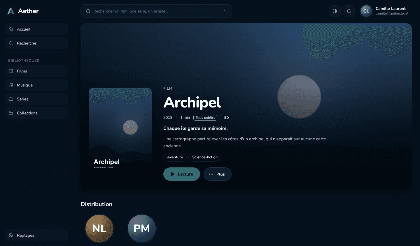 Fiche d’un film dans Aether : affiche, année, durée, classification, synopsis, genres et distribution.